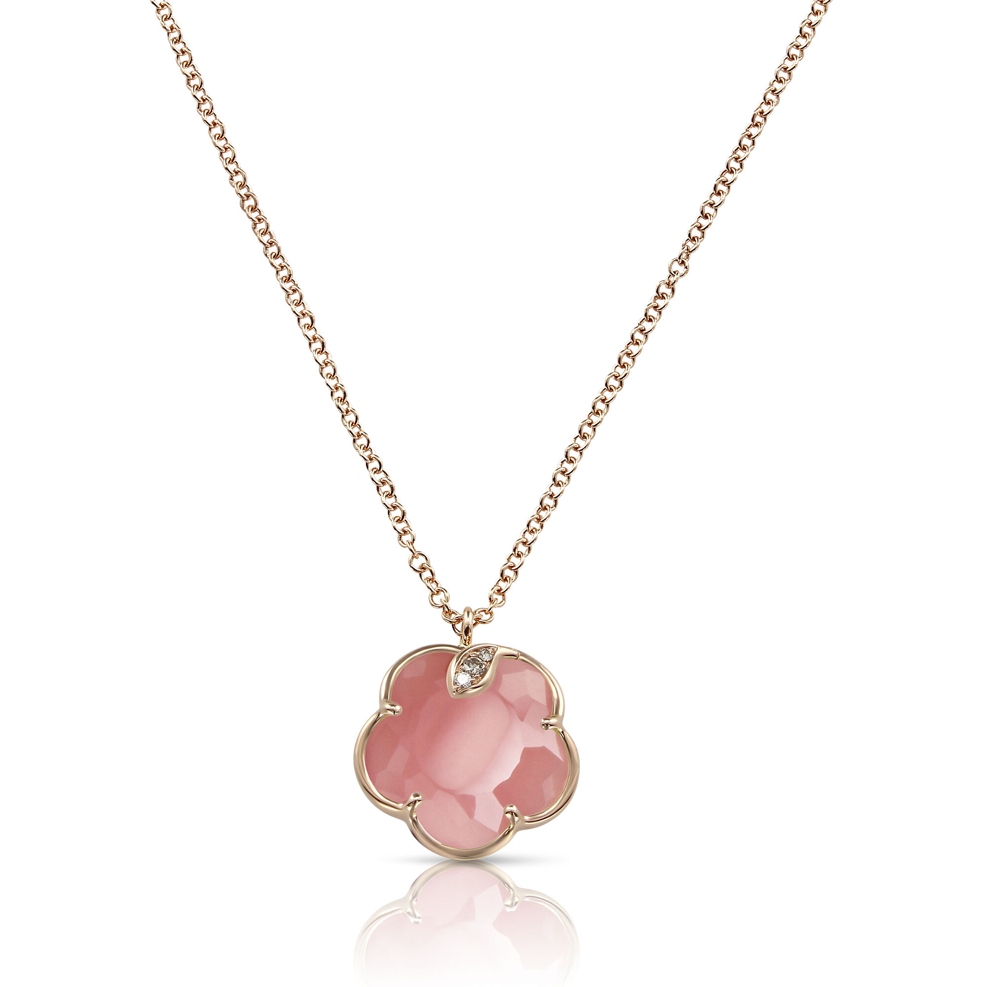 Petit Joli Rose Gold, Pink Chalcedony and Diamond Pendant